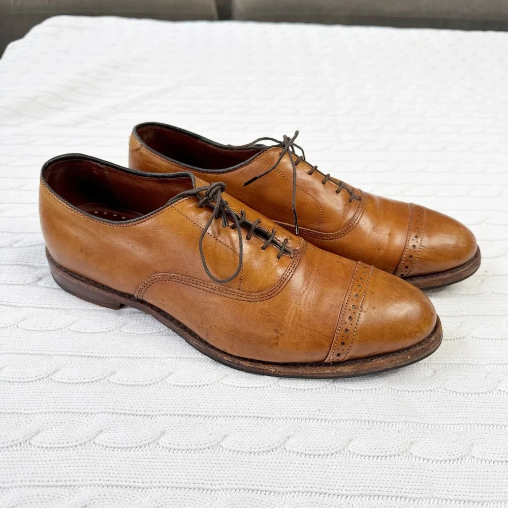 Brooks Brothers Mens 10 D Tan Leather Cap Toe Oxford‎ Dress Shoes Made in USA